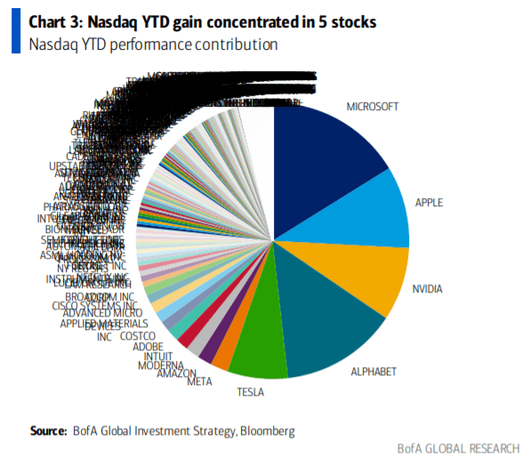 Nasdaq YTD gain concentrated in 5 stock