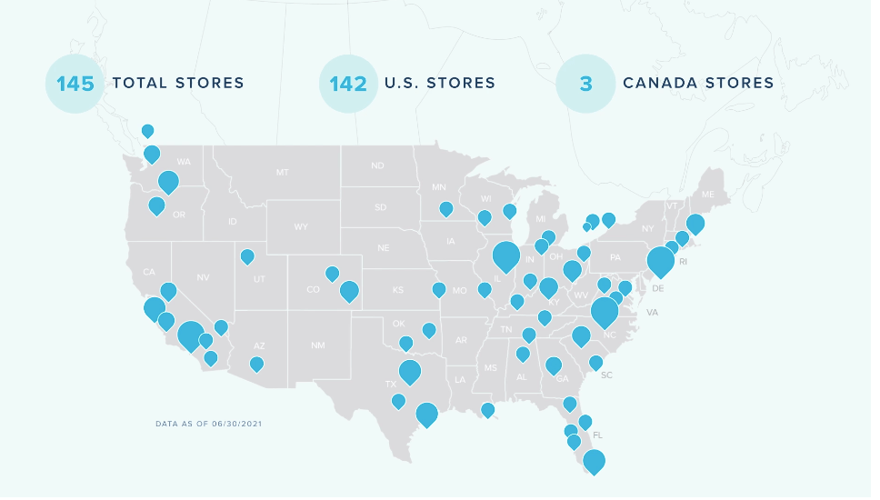 Warby parker deals map