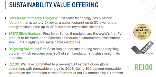 FSLR sustainability value offering 