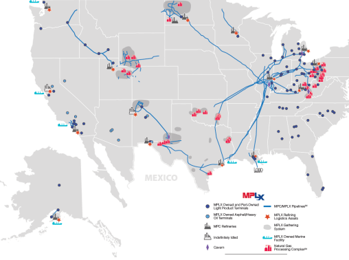 MPLX 천연가스 미드스트림 포트폴리오
