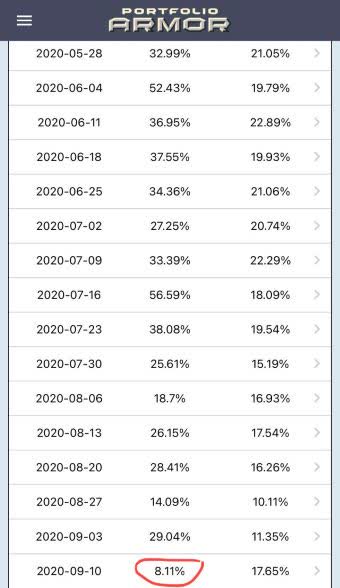 Performance of Portfolio Armor's top ten names since 5/28.