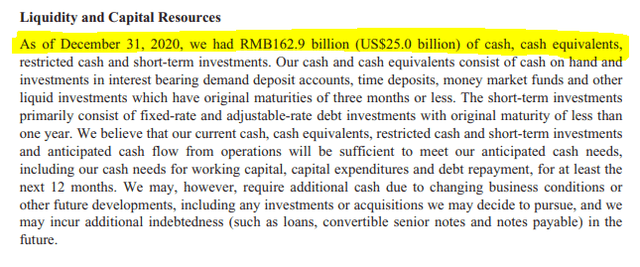 BIDU stock analysis – cash position