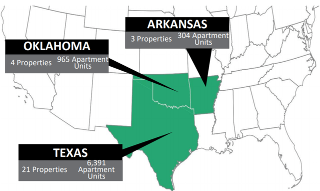 Locations of BSR REIT properties