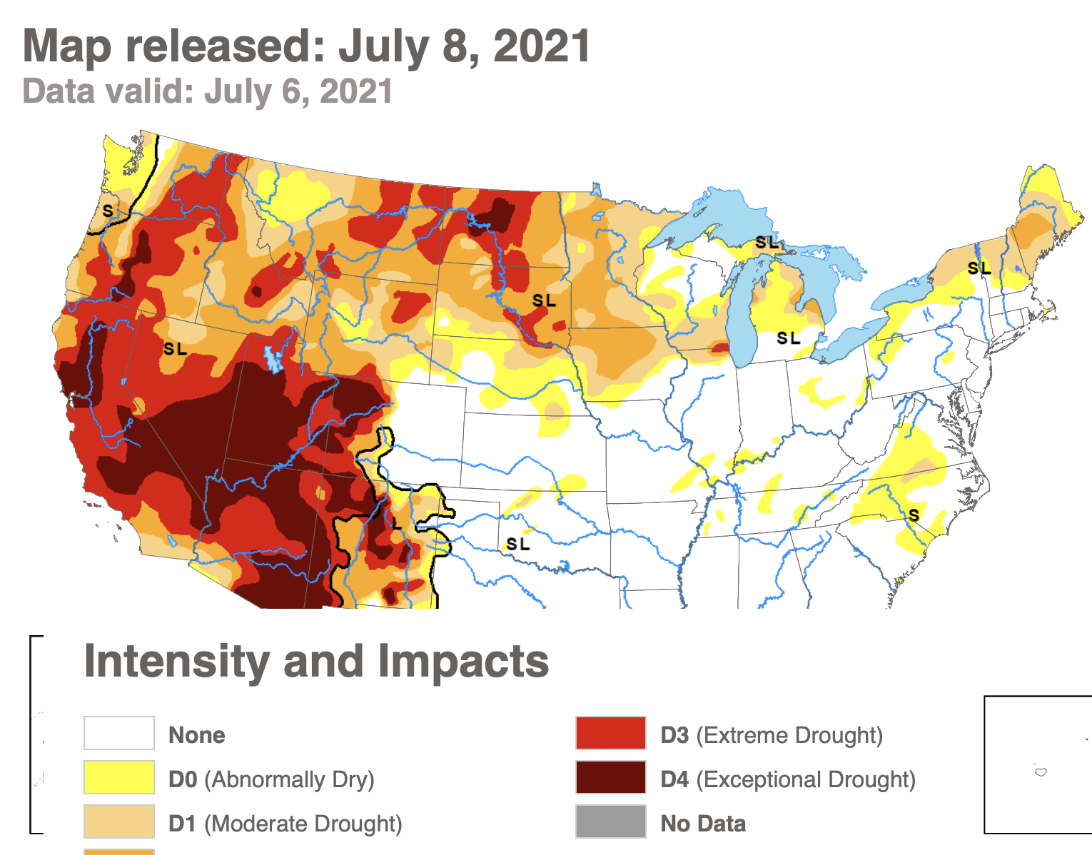 Районы пыльных бурь и частых засух. Супер засуха в США карта. USA Dust Storm Map 2021.