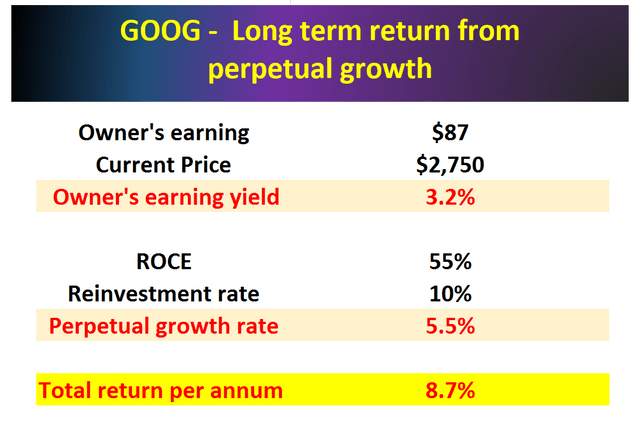 Google Long-term return from perpetual growth