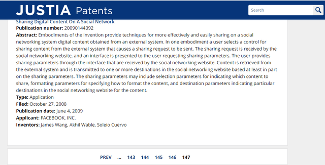 Facebook patents