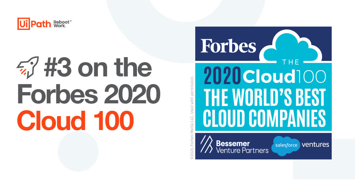 UiPath #3 on the Forbes 2020 Cloud 100