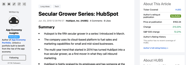Article Headline: Secular Grower Series: HubSpot