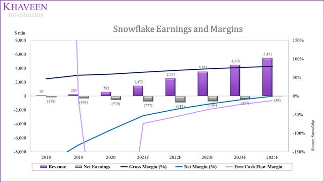 snowflake earnings and margins