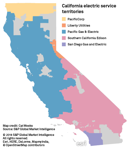 California electric service territories