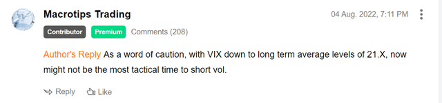 21 VIX is not a good level to short