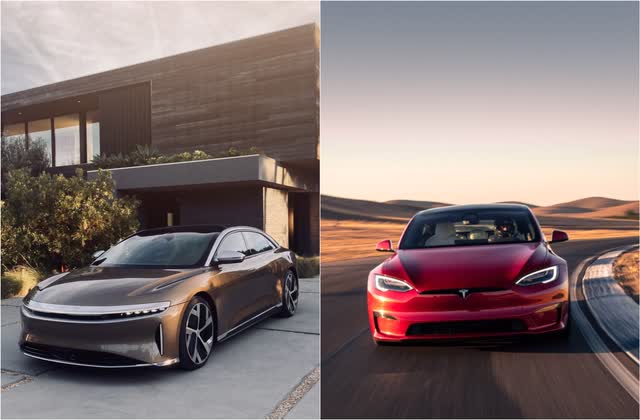Car Models: Lucid (left) vs Tesla (right)