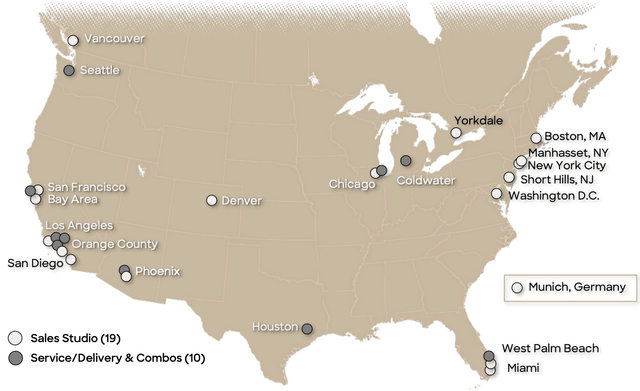 Map: location of service facilities