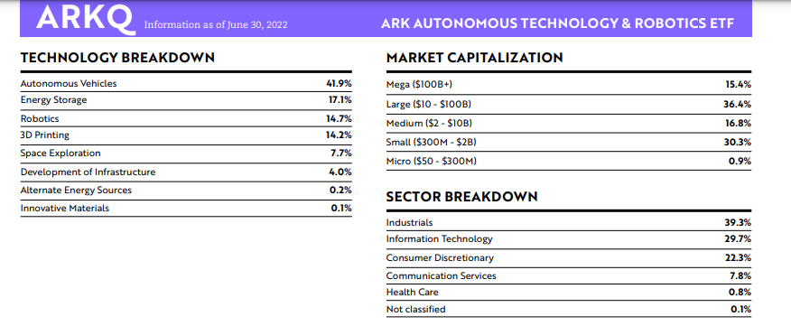 ARKQ Technology Breakdown