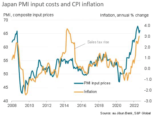 Japan PMI input costs and CPI inflation