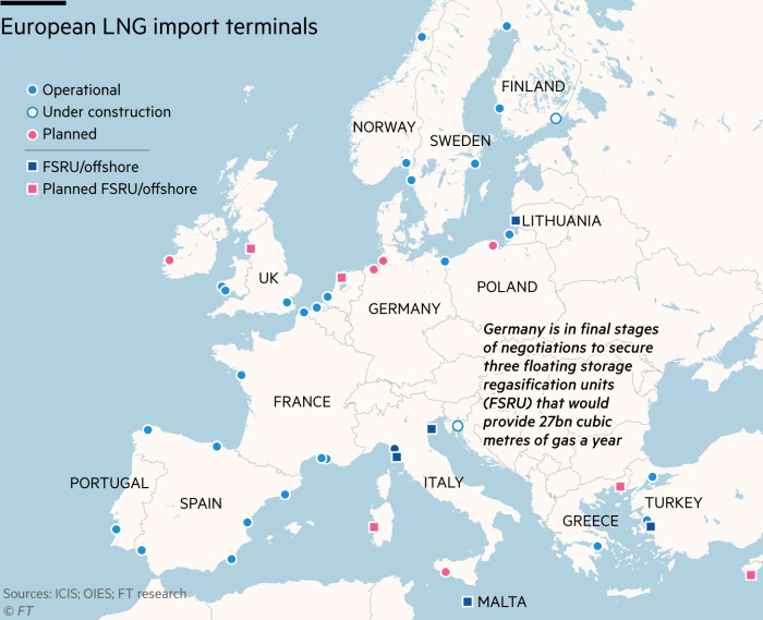 Map of European LNG import terminals G0538_22X