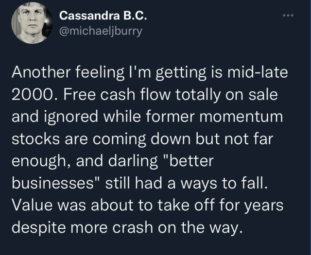 Michael Burry Comment on Value Stocks