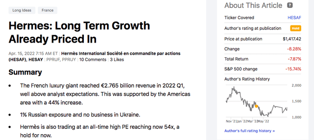 Hermes: Long-Term Growth Already Priced In