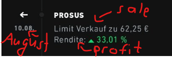 Sale of Prosus on 10th of August