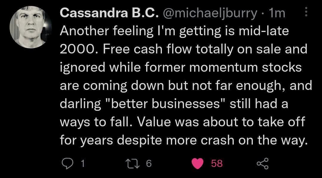 Michael Burry Tweet October 1, 2022