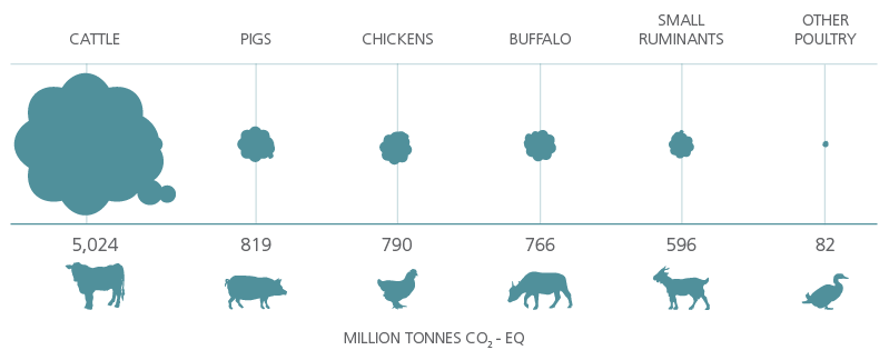 Greenhouse emissions by animal