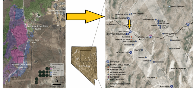 Granite Creek Project & Nevada Map With i-80's Newly Acquired Lone Tree Facility