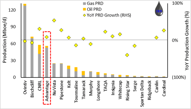 Figure 4: Production (LHS) and YoY Production Growth/Decrease (<a href='https://seekingalpha.com/symbol/RHS' _fcksavedurl='https://seekingalpha.com/symbol/RHS' title='Invesco Exchange-Traded Fund Trust - Invesco S&P 500 Equal Weight Consumer Staples ETF'>RHS</a>) by Operator