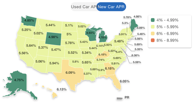 September Car Loan Rates (APR) in the U.S. for Used and New Cars