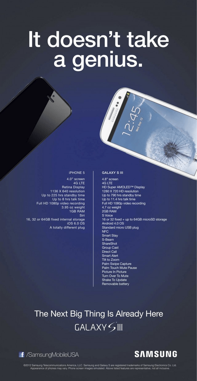 Anti-Apple Ad by Samsung, September 2012