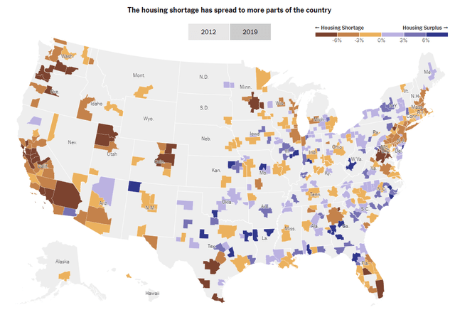 USA housing shortage map