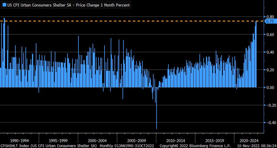 Shelter Prices, A Lagged Metric, Jump by the Highest Amount since 1990