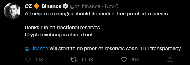 CZ Binance on Merkle trees