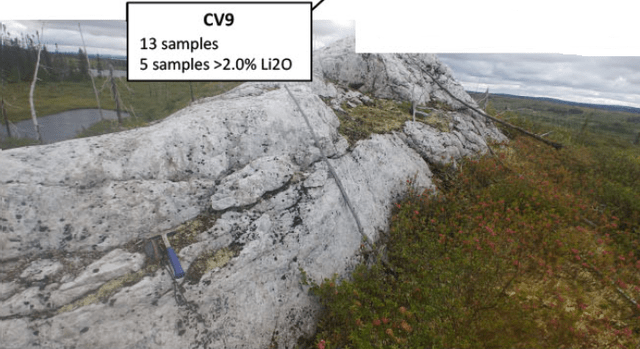 CV9 shows another outcropping pegamatite