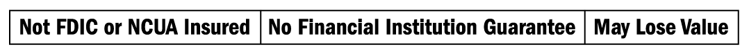 Not FDIC or NCUA Insured. No Financial Institution Guarantee. May Lose Value.