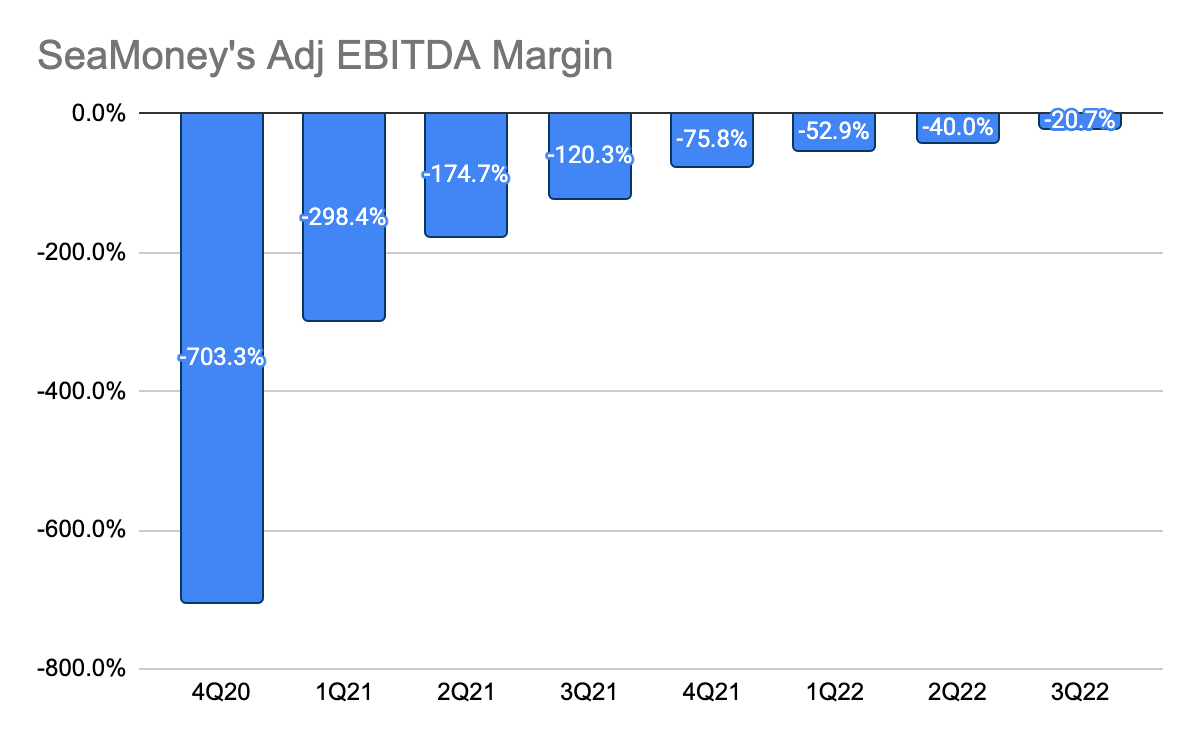 SeaMoney's adjusted EBITDA margin