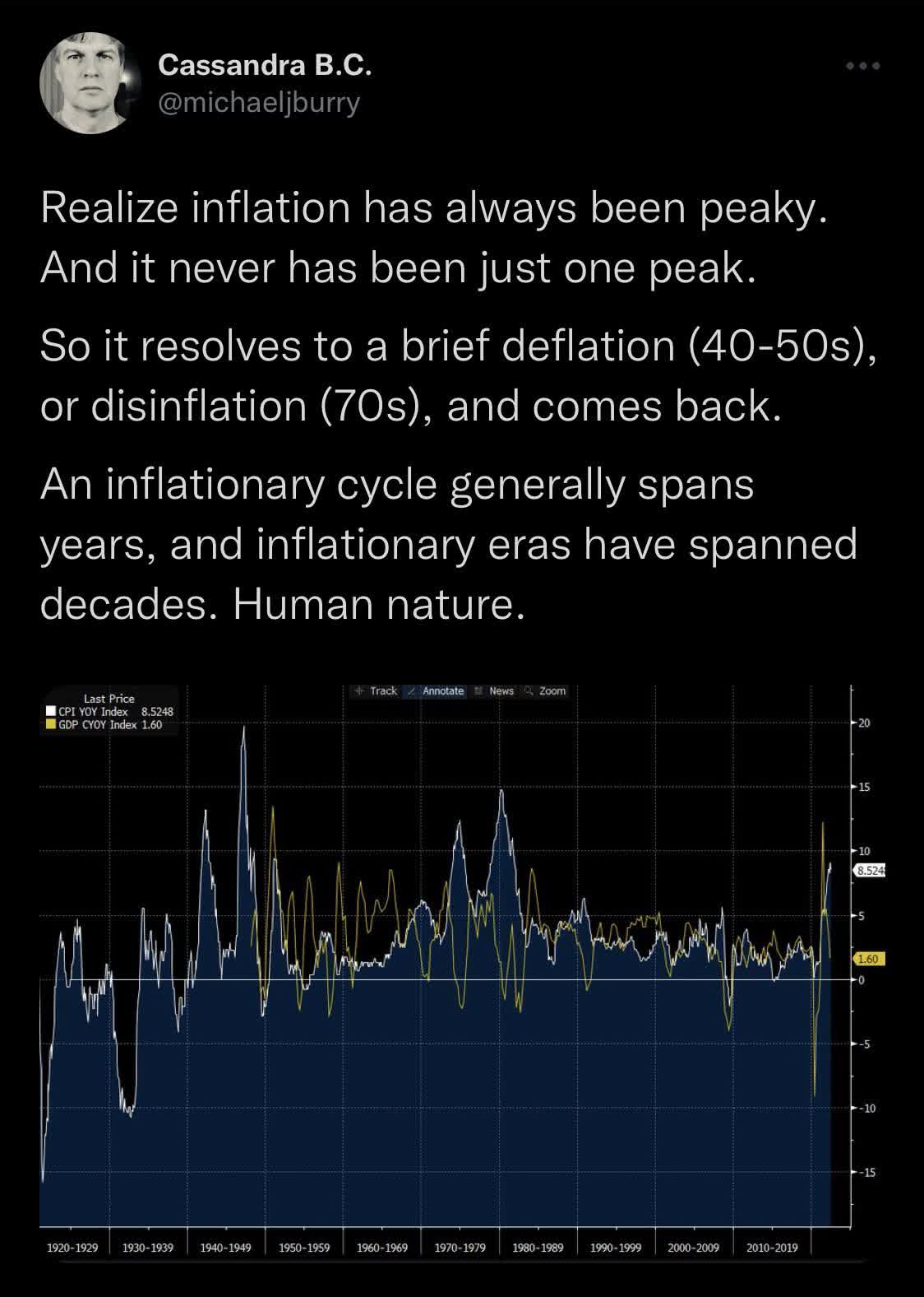 Michael Burry inflation has not peaked yet