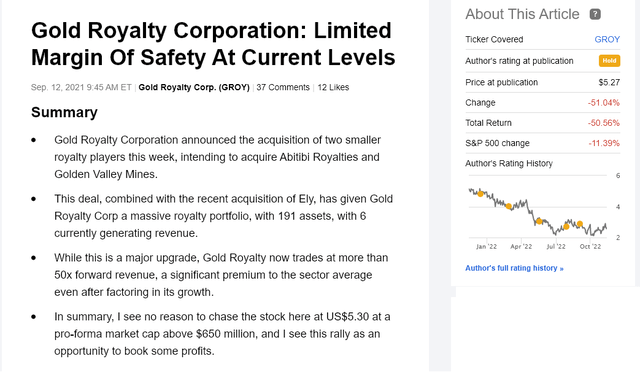 Gold Royalty Corp - September 2021 Article