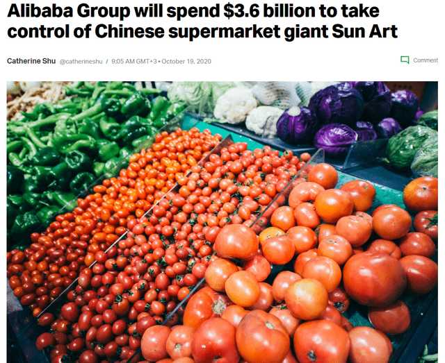 Alibaba acquires supermarket