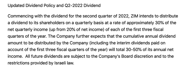 Updated Dividend Policy