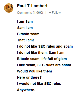 Disclaimer: Sam Bankmen-Fried has not been formally charged with any crime at this point. There is no indication that FTX 'did not like SEC rules' as stated in the poem.