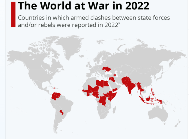 Map of the world conflicts in 2022