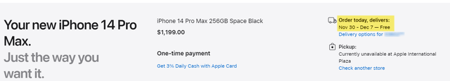 Apple iPhone 14 Pro Max Order Page