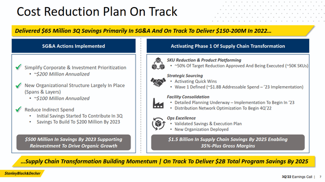 Stanley Black & Decker cost reduction plan update