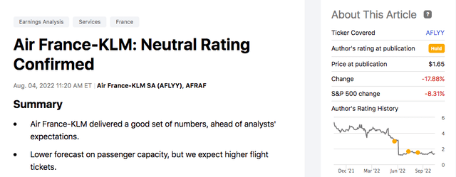 Neutral Rating Confirmed
