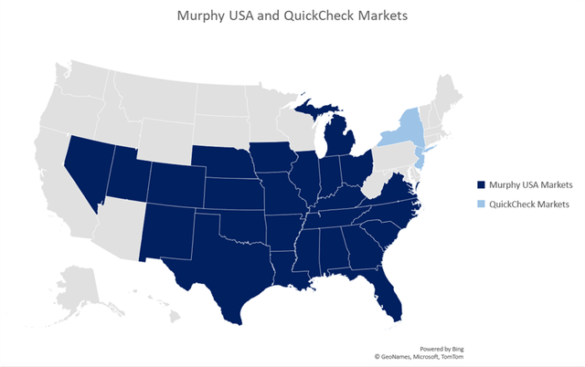Map: Murphy USA and QuickChek Markets