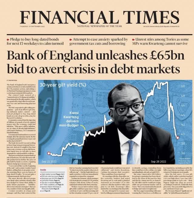 paper snip: Bank of England's 65 billion pound bid to avert crisis