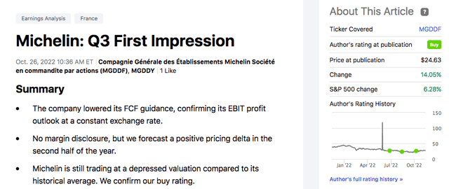 Michelin: Q3 First Impression