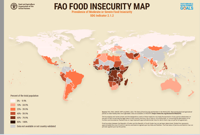 Map of the world by food security