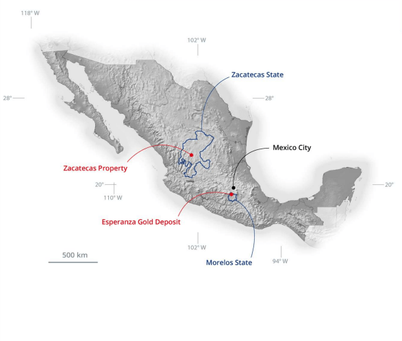 Zacatecas Silver project map