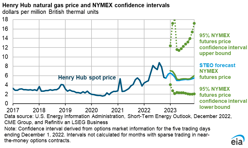 5-95 Henry Hub gas price confidence interval